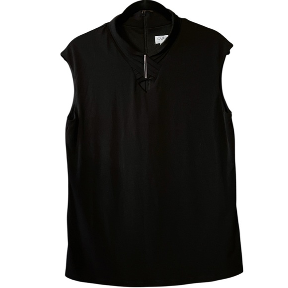 Carmen Marc Valvo Sleeveless Black Mock Neck Blouse - Picture 1 of 5